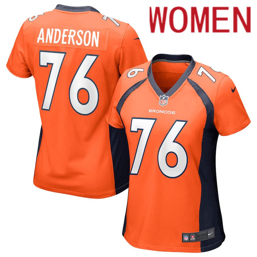Women Denver Broncos 76 Calvin Anderson Nike Orange Game NFL Jersey